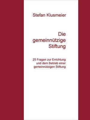 cover image of Die gemeinnützige Stiftung